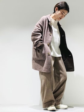 「ONIGIRI（オニギリ）のアイテム（スニーカー）」を使った、COMME CA ISM STAFFさん（レディース・152cm）の冬コーディネート