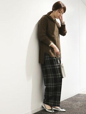 「ウインドウペンチェック柄」｜COMME CA ISM STAFFさん（レディース・168cm）の冬コーディネート