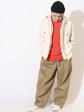 「クルーネックTシャツ」｜「アイテム（ジャケット/アウター）」を使った、COMME CA ISM STAFFさん（メンズ・162cm）の冬コーディネート