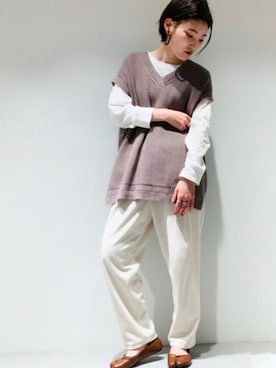 「ONIGIRI（オニギリ）のアイテム」を使った、COMME CA ISM STAFFさん（レディース・152cm）の冬コーディネート