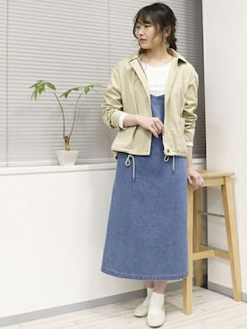 「サロペットスカート」｜「アイテム（ブルゾン）」を使った、COMME CA ISM STAFFさん（レディース・164cm）の冬コーディネート