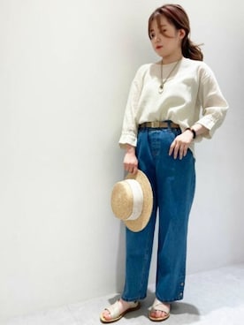 「高島ちぢみ」｜COMME CA ISM STAFFさん（レディース・152cm）の春コーディネート