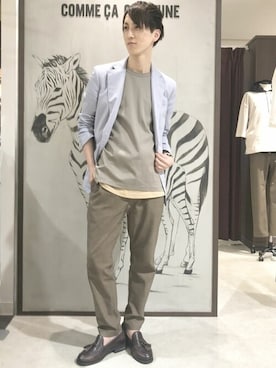 「COMME　CA COMMUNE（コムサコミューン）のアイテム（テーラードジャケット）」を使った、COMME CA ISM STAFFさん（メンズ・171cm）の春コーディネート