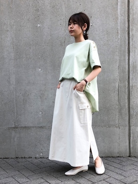 「ONIGIRI（オニギリ）のイヤリング（イヤリング）」を使った、COMME CA ISM STAFFさん（レディース・152cm）の夏コーディネート