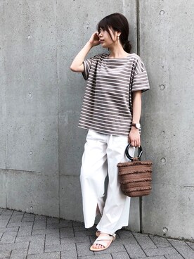 「ONIGIRI（オニギリ）のアイテム（サンダル）」を使った、COMME CA ISM STAFFさん（レディース・152cm）の夏コーディネート