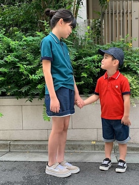 「COMME CA ISM（コムサイズム）のアイテム」を使った、COMME CA ISM STAFFさん（キッズ・106cm）の夏コーディネート