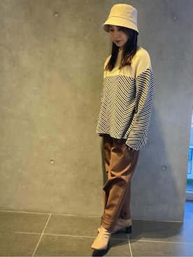 「COMME CA ISM（コムサイズム）のアイテム（帽子）」を使った、COMME CA ISM STAFFさん（レディース・153cm）の秋コーディネート