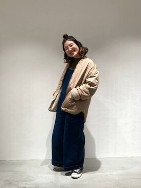 「ONIGIRI（オニギリ）のアイテム（ブルゾン）」を使った、COMME CA ISM STAFFさん（レディース・151cm）の秋コーディネート