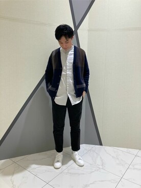 「COMME CA ISM（コムサイズム）のアイテム（スラックス）」を使った、COMME CA ISM STAFFさん（メンズ・175cm）の秋コーディネート
