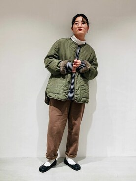 「ONIGIRI（オニギリ）のアイテム（ブルゾン）」を使った、COMME CA ISM STAFFさん（レディース・151cm）の秋コーディネート