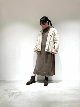 「ONIGIRI（オニギリ）のアイテム（ブルゾン）」を使った、COMME CA ISM STAFFさん（レディース・156cm）の秋コーディネート