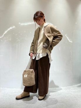 「ONIGIRI（オニギリ）のアイテム（ブルゾン）」を使った、COMME CA ISM STAFFさん（レディース・160cm）の冬コーディネート