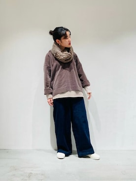 「ONIGIRI（オニギリ）のアイテム（スニーカー）」を使った、COMME CA ISM STAFFさん（レディース・151cm）の冬コーディネート