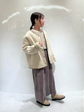 「ONIGIRI（オニギリ）のアイテム（ブルゾン）」を使った、COMME CA ISM STAFFさん（レディース・148cm）の冬コーディネート