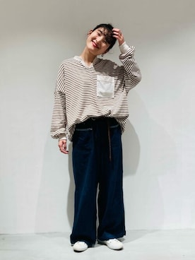 「ONIGIRI（オニギリ）のアイテム」を使った、COMME CA ISM STAFFさん（レディース・151cm）の冬コーディネート