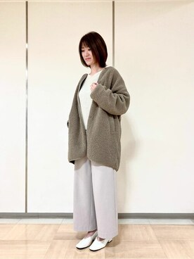 「Comme　Ca　Mature（コムサマチュア）のソフトサーモ（R)　ワイドパンツ（その他パンツ）」を使った、COMME CA ISM STAFFさん（レディース・168cm）の冬コーディネート