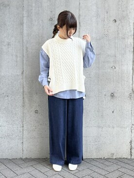 「ONIGIRI（オニギリ）のアイテム」を使った、COMME CA ISM STAFFさん（レディース・157cm）の冬コーディネート