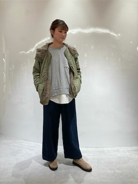 「ONIGIRI（オニギリ）のアイテム（スウェット）」を使った、COMME CA ISM STAFFさん（レディース・160cm）の冬コーディネート