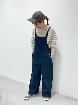 「ONIGIRI（オニギリ）のアイテム（キャップ）」を使った、COMME CA ISM STAFFさん（レディース・154cm）の冬コーディネート