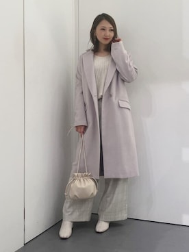「COMME CA ISM（コムサイズム）のアイテム（チェスターコート）」を使った、COMME CA ISM STAFFさん（レディース・157cm）の冬コーディネート