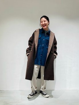 「ONIGIRI（オニギリ）のアイテム（ブルゾン）」を使った、COMME CA ISM STAFFさん（レディース・151cm）の冬コーディネート