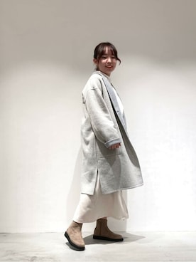 「ナチュラル」｜「アイテム（チェスターコート）」を使った、COMME CA ISM STAFFさん（レディース・156cm）の冬コーディネート
