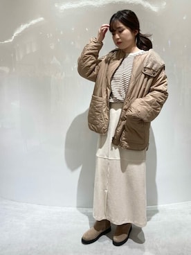 「ONIGIRI（オニギリ）のアイテム（ブルゾン）」を使った、COMME CA ISM STAFFさん（レディース・154cm）の冬コーディネート