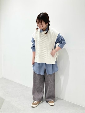 「ONIGIRI（オニギリ）のアイテム」を使った、COMME CA ISM STAFFさん（レディース・154cm）の冬コーディネート