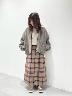 「チェック柄に恋してる」｜「アイテム（ブルゾン）」を使った、COMME CA ISM STAFFさん（レディース・154cm）の冬コーディネート