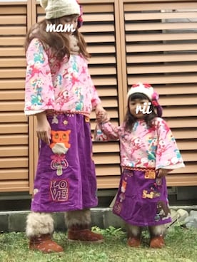 「グラグラ」｜「アイテム（ニットキャップ/ビーニー）」を使った、rii&mm（相互）さん（キッズ・90cm）の冬コーディネート