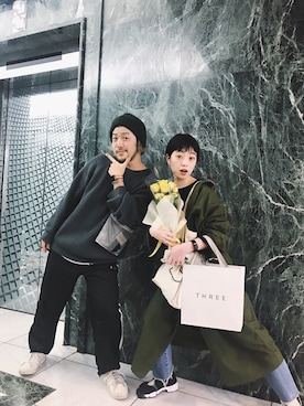 「ARIGATO（アリガトウ）のアイテム」を使った、mamiさん（レディース・155cm）の春コーディネート