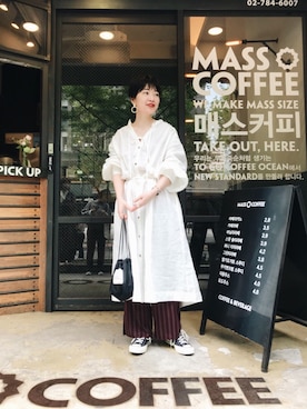 「韓国旅行」｜「アイテム（ワンピース/ドレス）」を使った、mamiさん（レディース・155cm）の春コーディネート