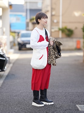 「PHINGERIN（フィンガリン）のアイテム（バッグ）」を使った、mamiさん（レディース・155cm）の冬コーディネート