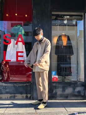 「Johnbull Private labo（ジョンブルプライベートラボ）のアイテム（スリッポン）」を使った、shogoさん（メンズ・176cm）の冬コーディネート