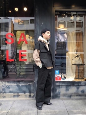 「LEMAIRE（ルメール）のアイテム」を使った、shogoさん（メンズ・176cm）の冬コーディネート