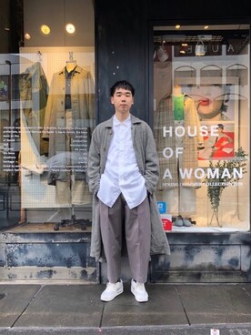 「Johnbull（ジョンブル）のアイテム（ステンカラーコート）」を使った、shogoさん（メンズ・176cm）の冬コーディネート