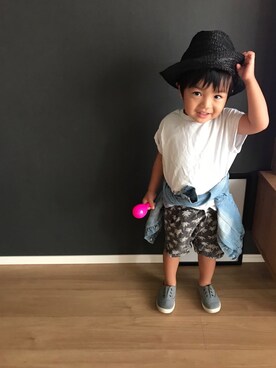 「Tシャツ×デニム」｜「アイテム（デニムジャケット）」を使った、daikiさん（キッズ・100cm）の秋コーディネート
