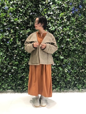「アイテム（ワンピース、オレンジ系）」を使った、katanoさん（レディース・151cm）の秋コーディネート