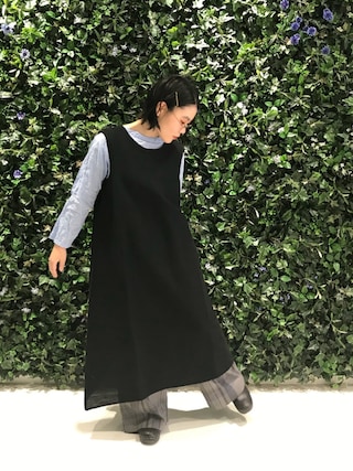 Plantation プランテーション　柔らかリネンのゆったりワンピース　素敵 ワンピース 『とろみリネンブレンド スリーブレスAライン