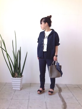 「dansko（ダンスコ）のアイテム（サンダル）」を使った、D_MALL児島さん（レディース・153cm）の夏コーディネート