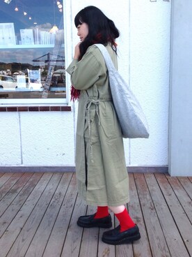 「MASTER&Co（マスターアンドコー）のアイテム（ショルダーバッグ）」を使った、D_MALL児島さん（レディース・153cm）の秋コーディネート