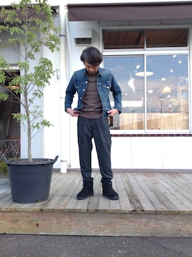 「ドミンゴ」｜「アイテム（デニムジャケット）」を使った、D_MALL児島さん（メンズ・173cm）の秋コーディネート