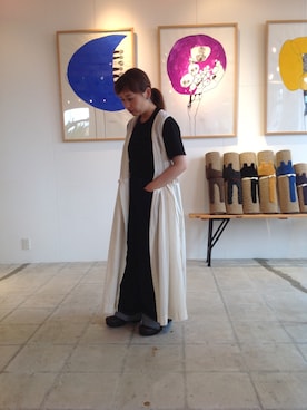 「OMNIGOD（オムニゴッド）のアイテム（シャツワンピース）」を使った、D_MALL児島さん（レディース・153cm）の夏コーディネート