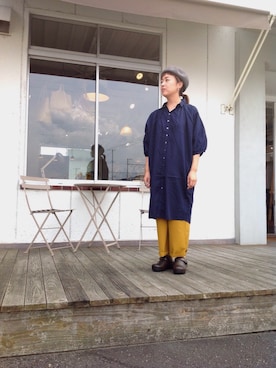 「ドミンゴ」｜「アイテム（シャツワンピース）」を使った、D_MALL児島さん（レディース・154cm）の秋コーディネート