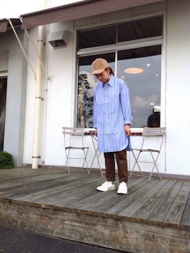 「OMNIGOD（オムニゴッド）のアイテム（シャツワンピース）」を使った、D_MALL児島さん（レディース・154cm）の秋コーディネート