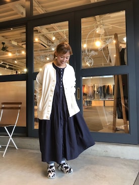 「ネイビー×ホワイト」｜D_MALL児島さん（レディース・154cm）の秋コーディネート