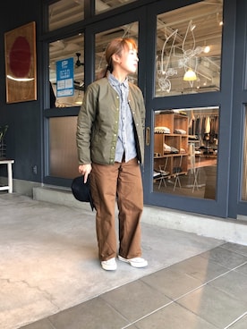 「ドミンゴ」｜「アイテム（ノーカラージャケット）」を使った、D_MALL児島さん（レディース・154cm）の冬コーディネート