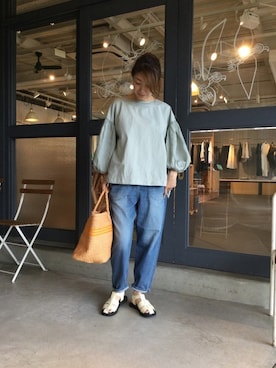 「Brocante（ブロカント）のアイテム」を使った、D_MALL児島さん（レディース・163cm）の春コーディネート