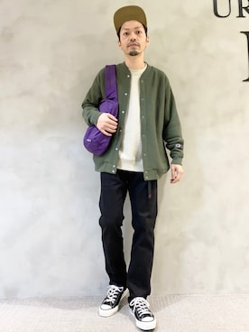 「Champion（チャンピオン）のアイテム（ブルゾン）」を使った、horiguchiさん（メンズ・172cm）の冬コーディネート