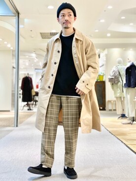 「アーバンリサーチ」｜「アイテム（ステンカラーコート）」を使った、horiguchiさん（メンズ・172cm）の冬コーディネート